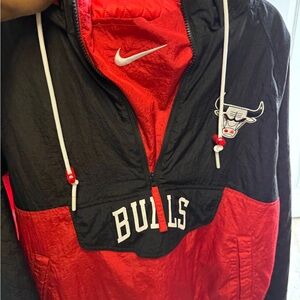 Nike Black and Red Chicago Bulls Windbreaker